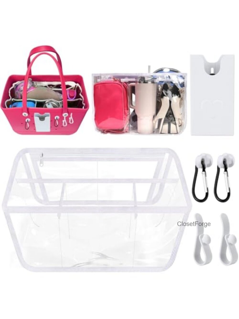 Waterproof Beach Bag Insert Organizer for XL Tote, 6PC Divider w/ Phone Holder,